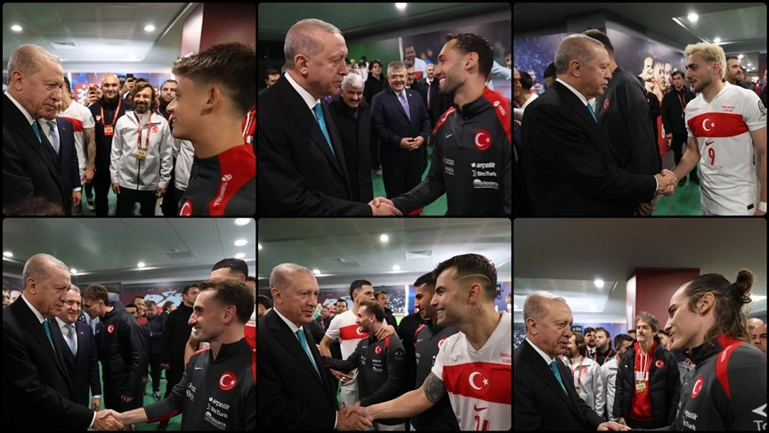 Cumhurbaşkanı Erdoğan, A Milli Futbol Takımı oyuncularını ve teknik heyetini tebrik etti